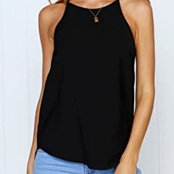 LouKeith Womens Tops Sleeveless Halter Racerback Summer Basic Tee Shirts - Picture 1 of 4